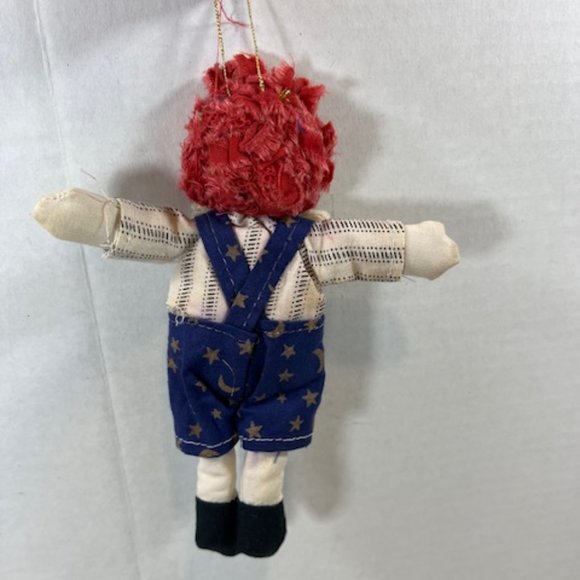 VTG Raggedy Andy Fabric Doll Christmas Holiday Tree Ornament Handmade 7" - Picture 4 of 10